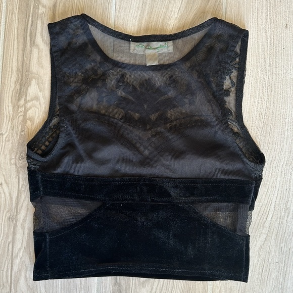 XS Urban Outfitters velvet and mesh crop top - Picture 4 of 6